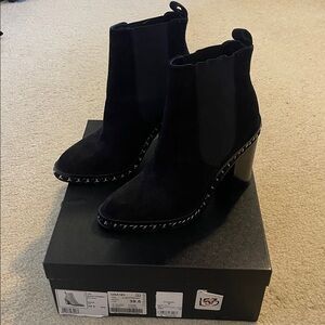 CHANEL Black Suede Ankle Boots
